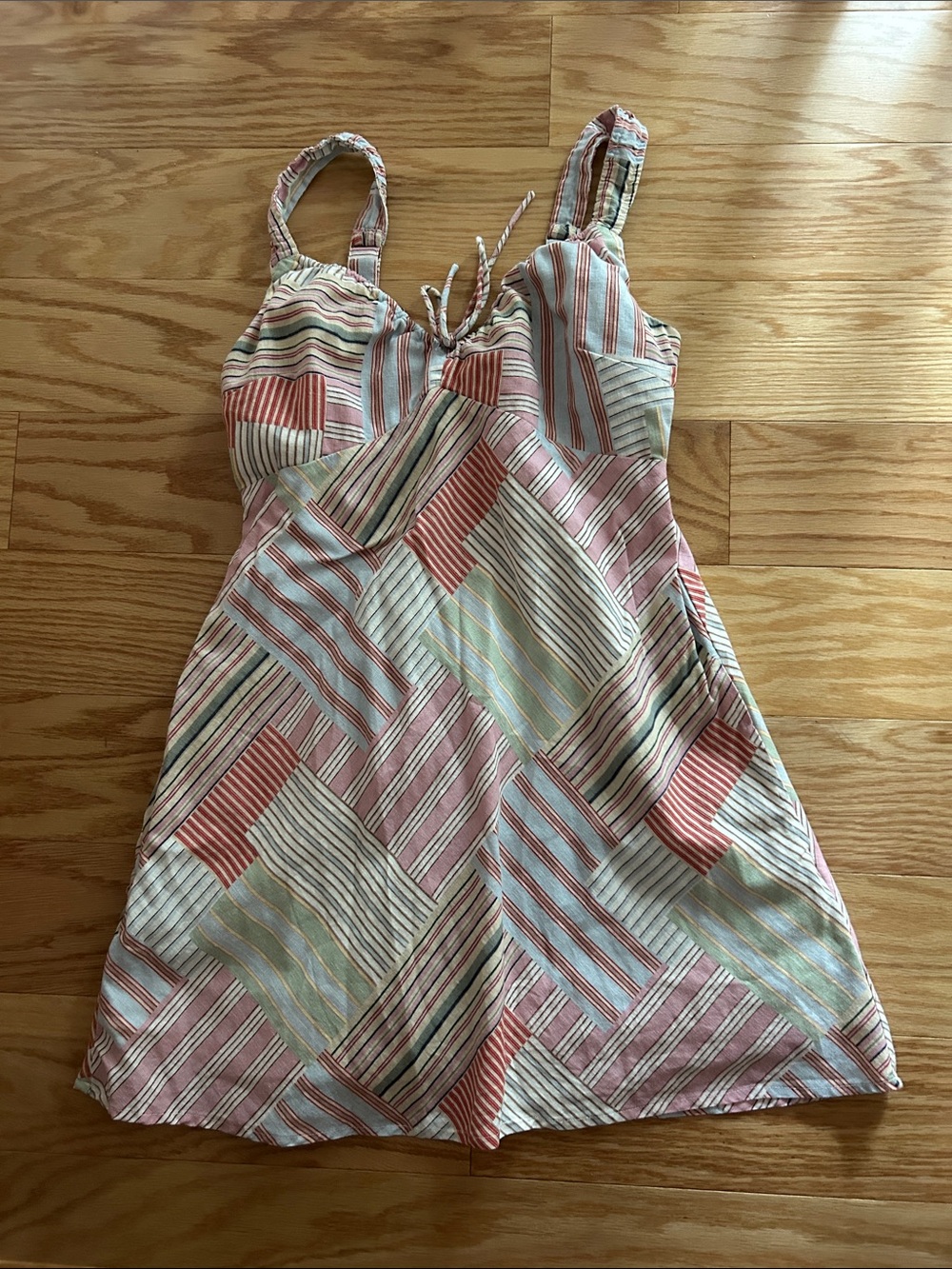 Abercrombie & Fitch Pink Multi Striped Tie-Front Mini Dress